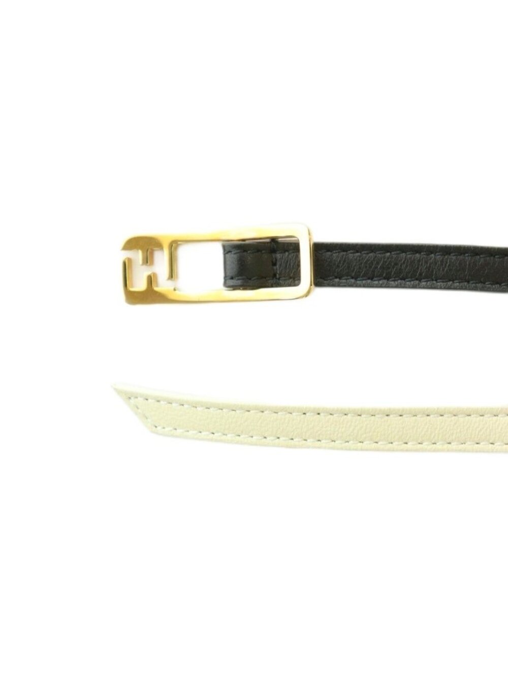 Fendi Belt Leather Bicolor Slim Black Off White - Picture 3 of 7